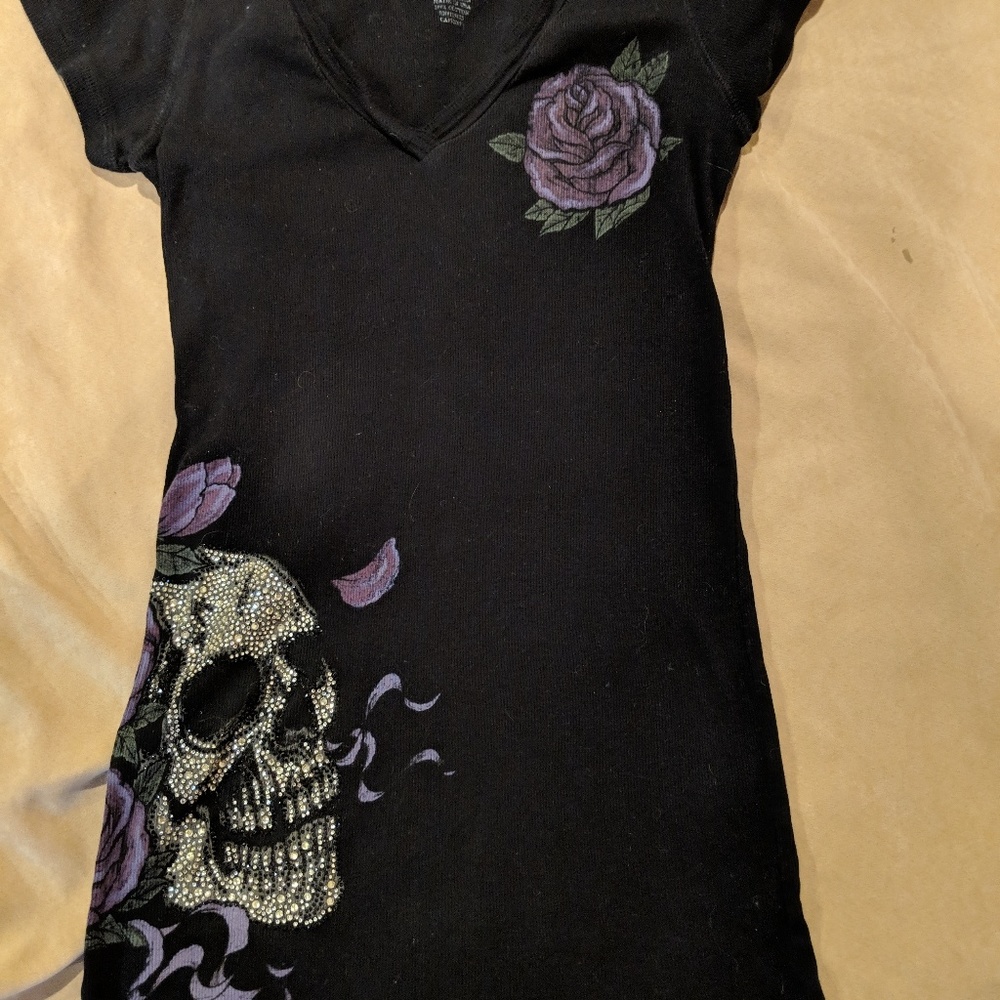 Embellished Ex Lg Sinful Skull Shirt